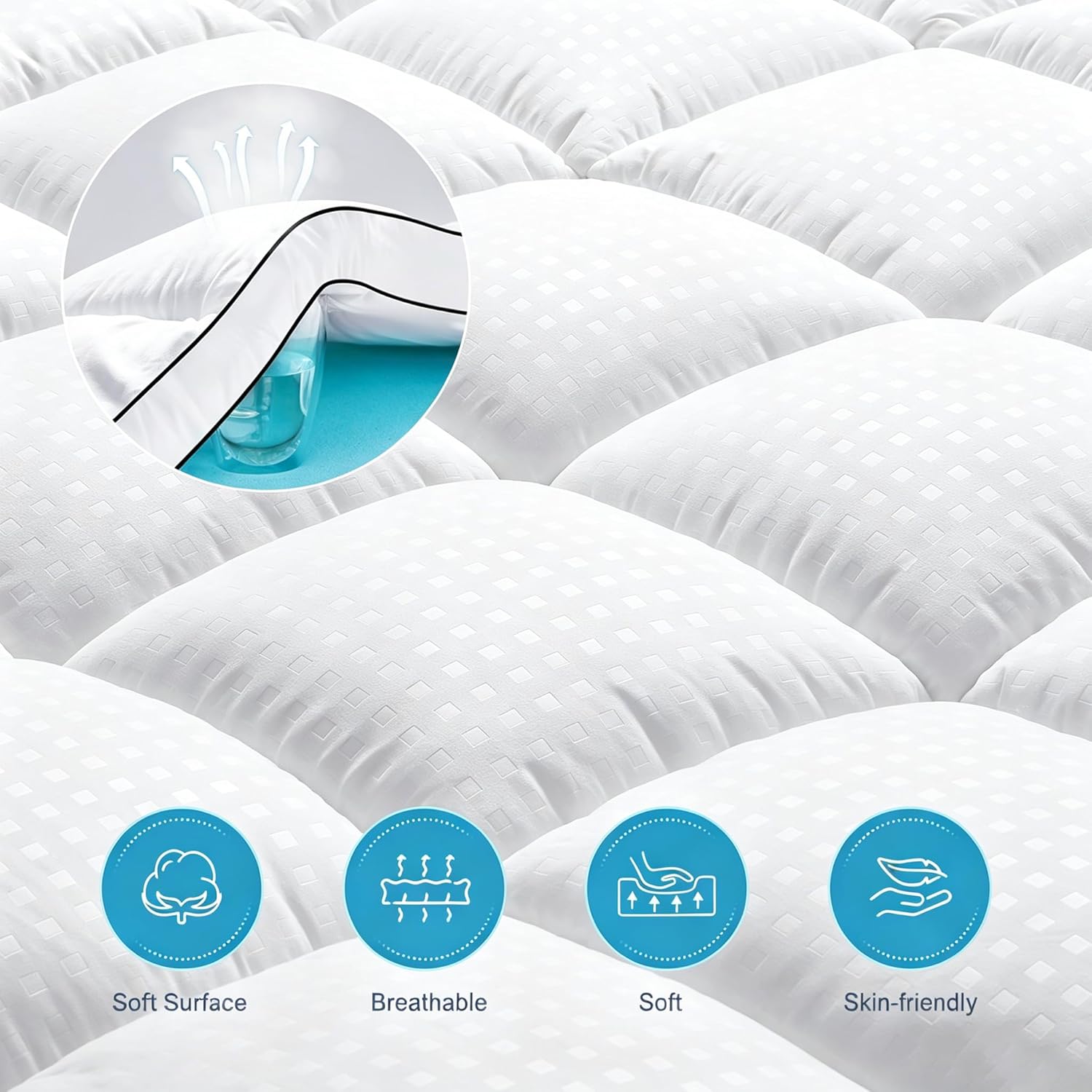 MASVIS Queen Size Dual Layer 4 Inch Memory Foam Mattress Topper, 2 Inch Cooling Gel Memory Foam and 2 Inch Pillow Top Mattress Pad Cover for Back Pain, Medium Support - Image 5