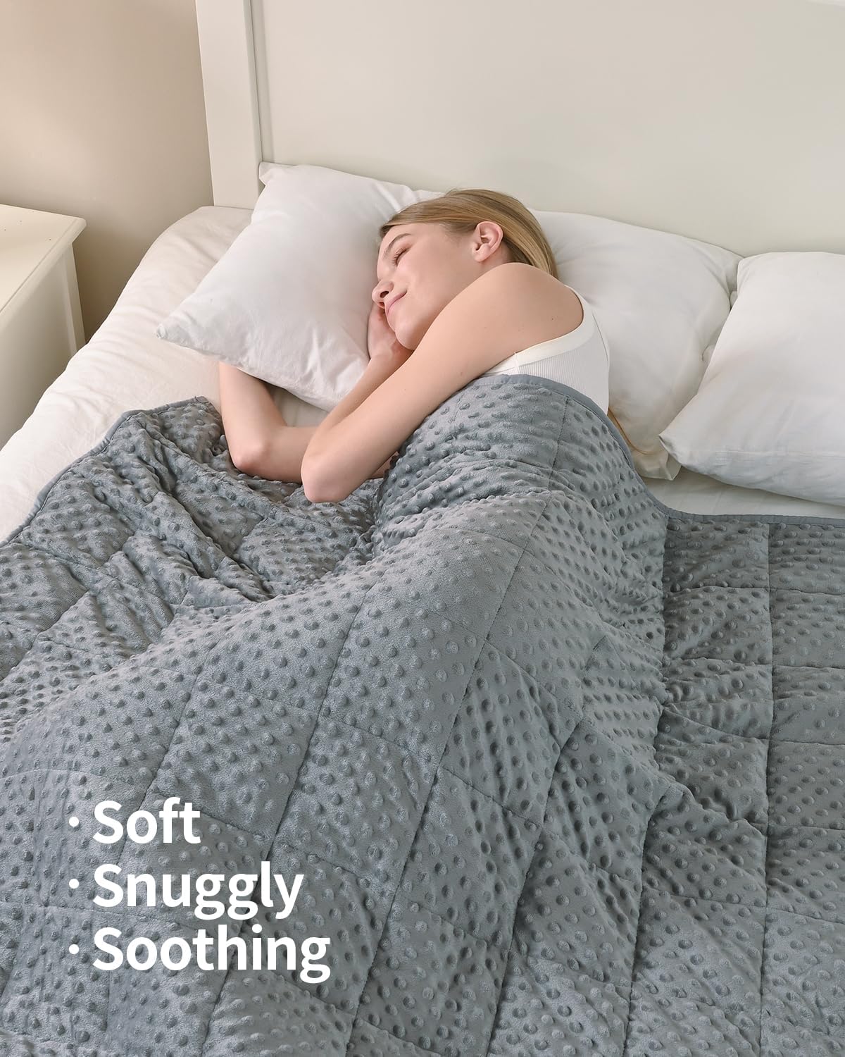 Mr. Sandman Weighted Blanket for Adults Queen Size 15 lbs, Soft Cooling Heavy Minky Blanket for Sleep, Washable Throw Blanket with Glass Beads, 60 x 80 Inches, Grey - Image 2