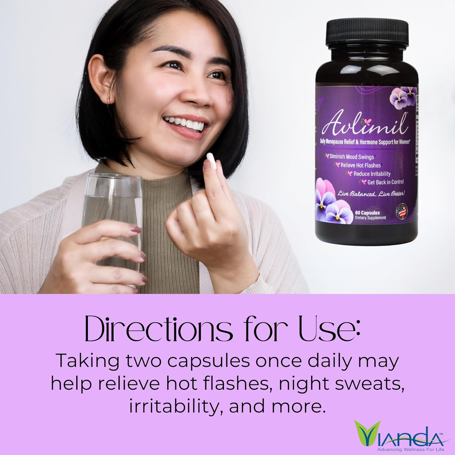 Hormone Balance & Menopause | Relief from Mood Swings, Hot Flashes, Night Sweats & Irritability - Isoflavones, Black Cohosh, Raspberry, Valerian, Sage, Red Clover, Lemon Balm - 60 Count (6) - Image 7