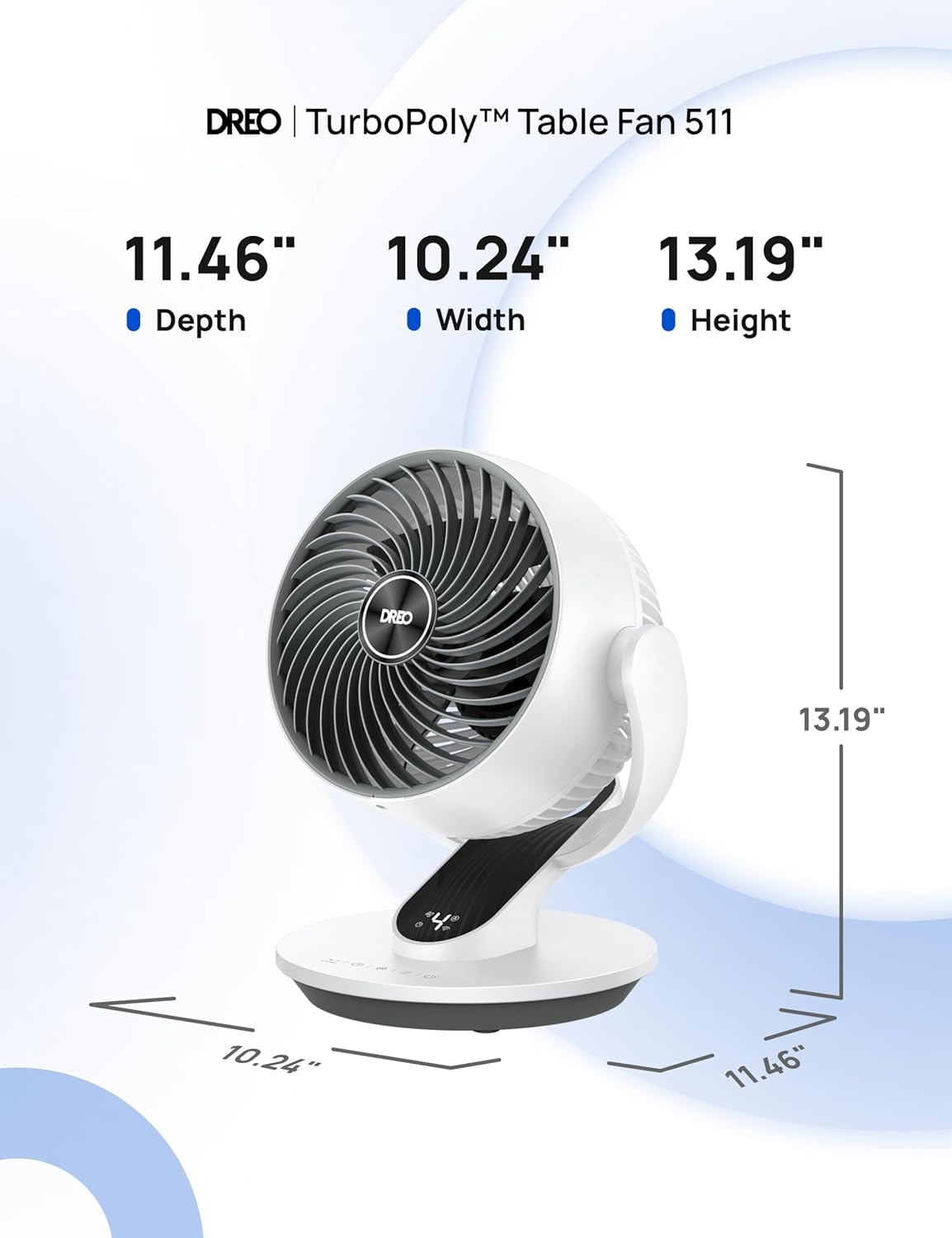 DREO Oscillating Fan for Bedroom, 13 Inch Quiet Table Fans for Home Whole Room, 75ft Powerful Airflow, Desk Air Circulator Fan with Remote, 120° Adjustable Tilt, 4 Speeds, 8H Timer, for Office Desktop - Image 8