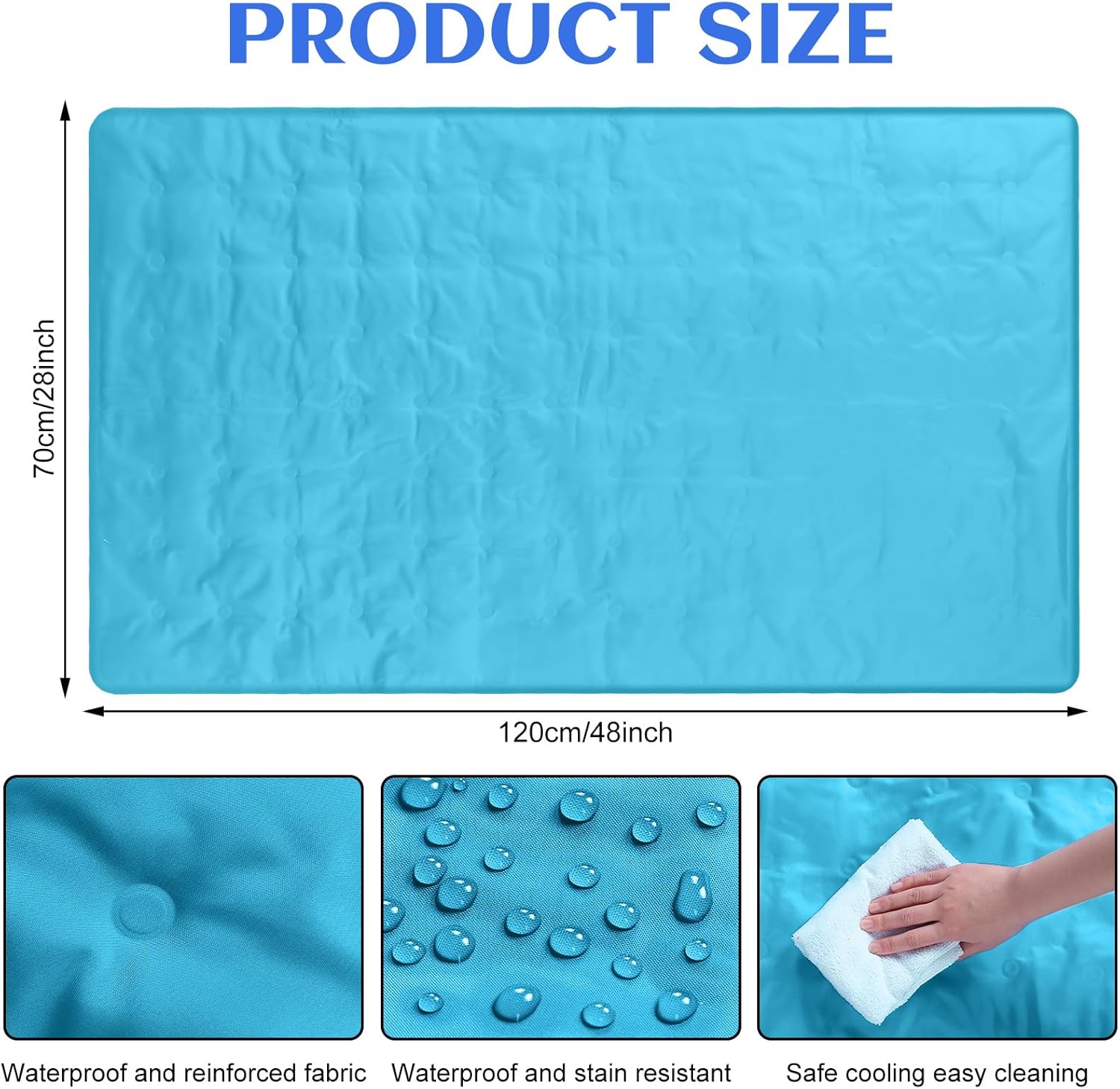 Drydiet Cooling Pad Mat for Bed (48” x 28”) – Gel Cooling Mattress Pad for Sleep, Hot Flashes, Pain Relief, Adults & Pets – No Electricity or Water Needed (Light Blue) - Image 3