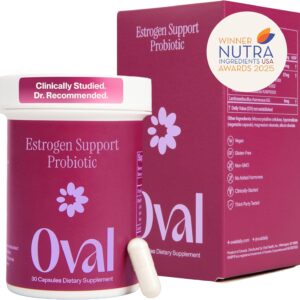 Oval Estrogen Support Probiotic for Women - Menopause Supplements for Women - Vegan, Non-Hormonal Support for Hot Flashes, Sleep, Metabolism, Mood, Gut Health, & Skin - 1 Pack, 30 Capsules