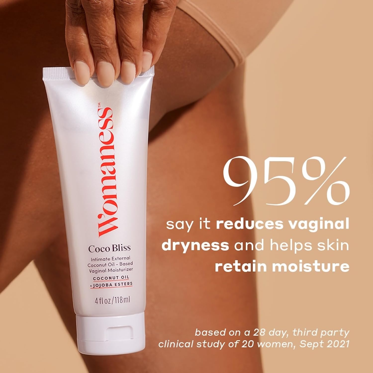 Womaness Coco Bliss Vaginal Moisturizer - Hydrating Coconut Cream for Vaginal Dryness - Non-Sticky Vulva Cream for External Intimate & Body Care - Estrogen & Hormone-Free Formula for Women - 4oz - Image 2