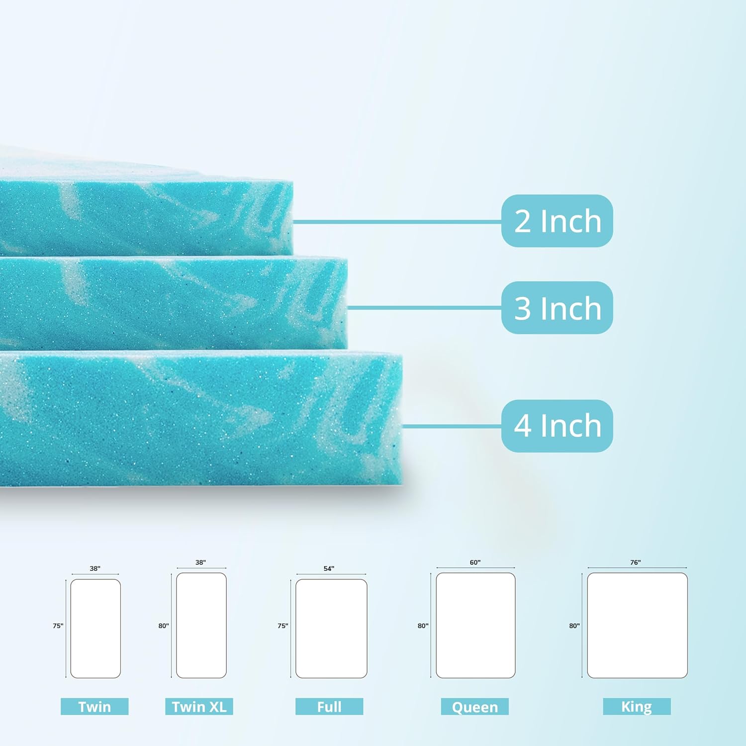 CH Charme House Mattress Topper 3 Inch Queen Size, Gel Infused Memory Foam Bed Topper for Back Pain Relief, Cooling Mattress Pad, CertiPUR-US Certified, 80×60" - Image 4