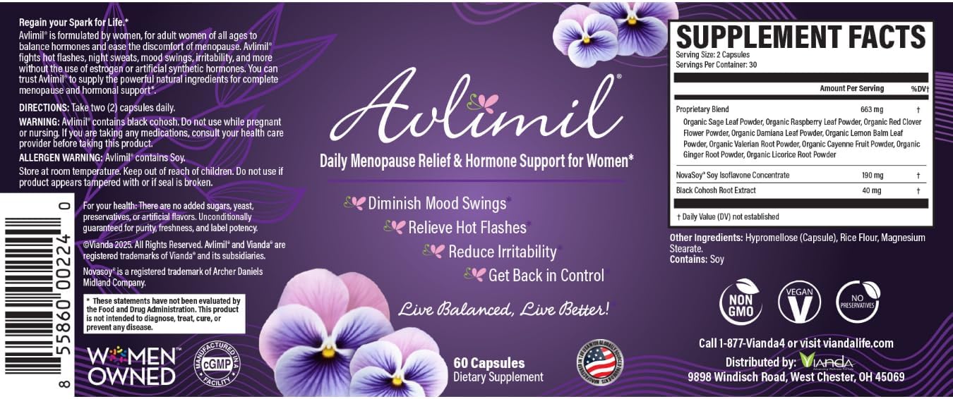 Hormone Balance & Menopause | Relief from Mood Swings, Hot Flashes, Night Sweats & Irritability - Isoflavones, Black Cohosh, Raspberry, Valerian, Sage, Red Clover, Lemon Balm - 60 Count (6) - Image 5