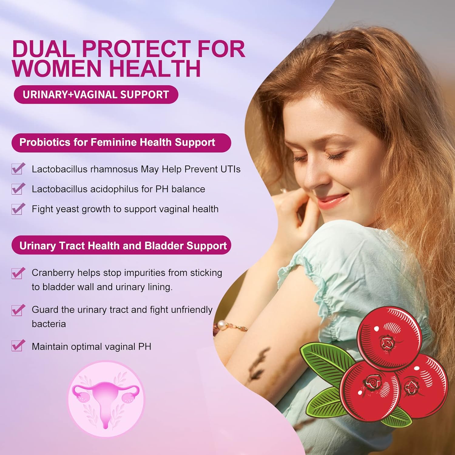 OMOGS Women's Probiotic, with Cranberry Extract, Organic Prebiotics & Vitamin C, 90 Billion CFUs,18 Strains, Help for Boost Immune, Digestive, Gut Health & Women's Health, Gluten & Soy Free,90 Tablets - Image 6