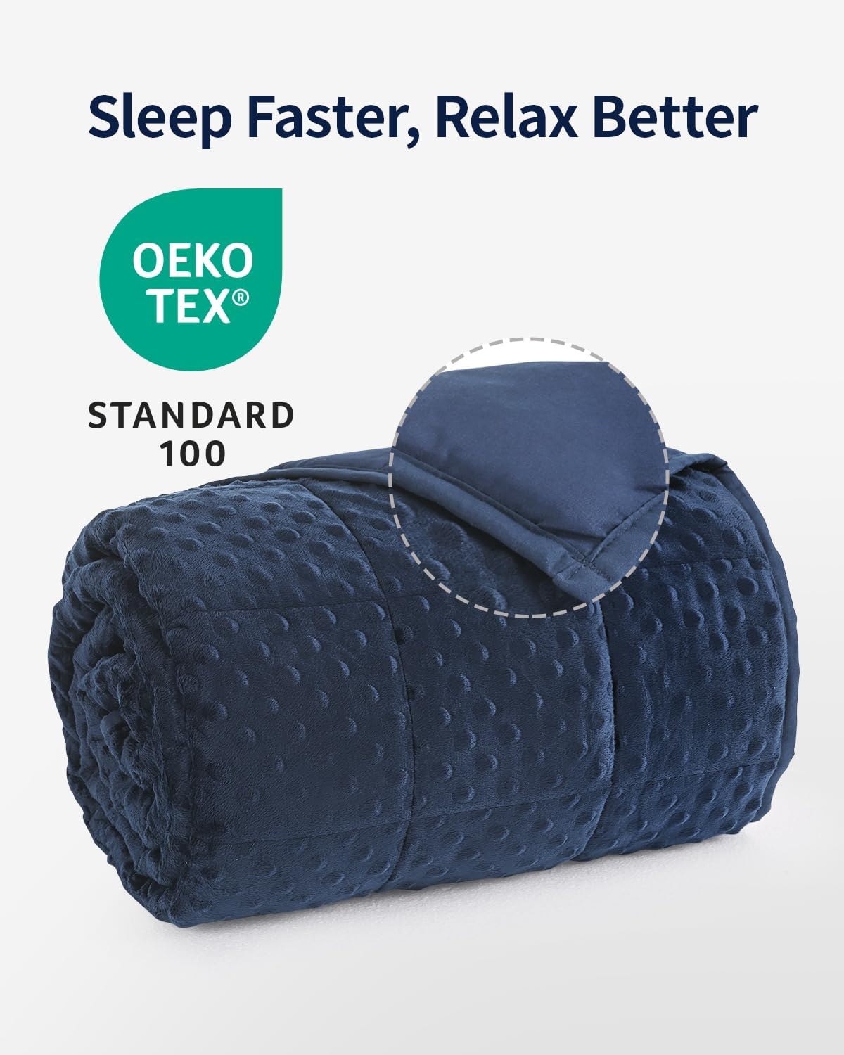 Mr. Sandman Weighted Blanket for Adults Queen, Minky Heavy Blanket for Woman, Man Sleeping/Calm, Soft and Cozy Weighted Throw Blankets, Machine Washable, 60 x 80in, 15 lbs, Navy Blue - Image 5