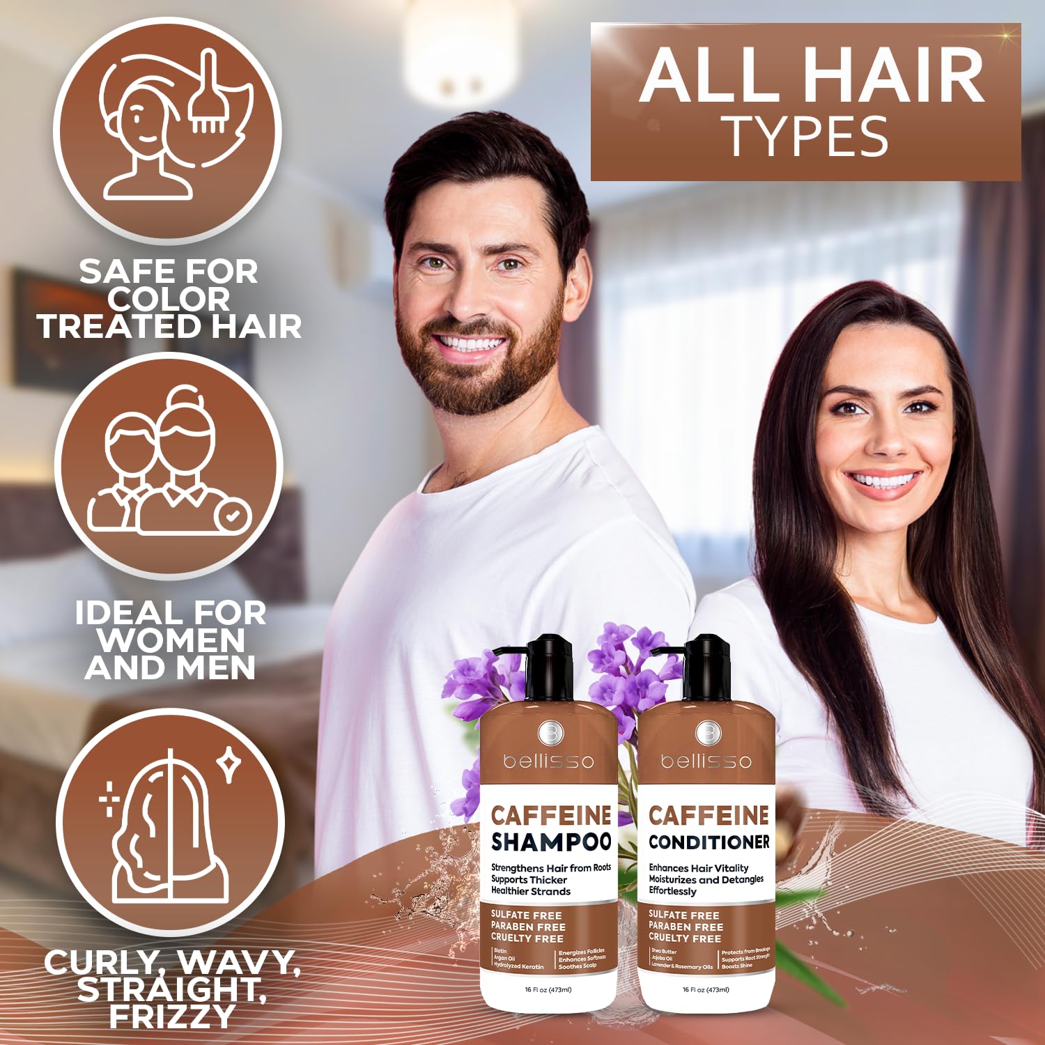 Caffeine Shampoo and Conditioner Set - Volumizing Products for Women and Men - Thickening, Volume Boosting Formula for Thinning and Fine Hair - Sulfate Free, No Parabens - Hydrating, Salon Grade - Image 6