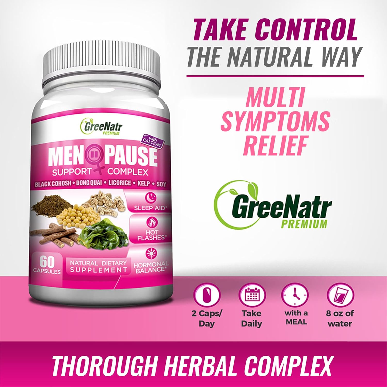 GreeNatr Menopause Supplements for Women - Perimenopause Supplements Women with Dong Quai & Black Cohosh for Menopause Hot Flashes - Menopause Support for Sleep Quality & Hormone Balance - 60 Caps - Image 3