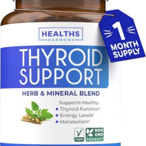 Thyroid Support with Iodine (Non-GMO) Improve Your Energy & Mood - Metabolism Booster Thyroid Health Supplement for Women and for Men - Ashwagandha, Zinc, B12 Complex - 60 Capsules