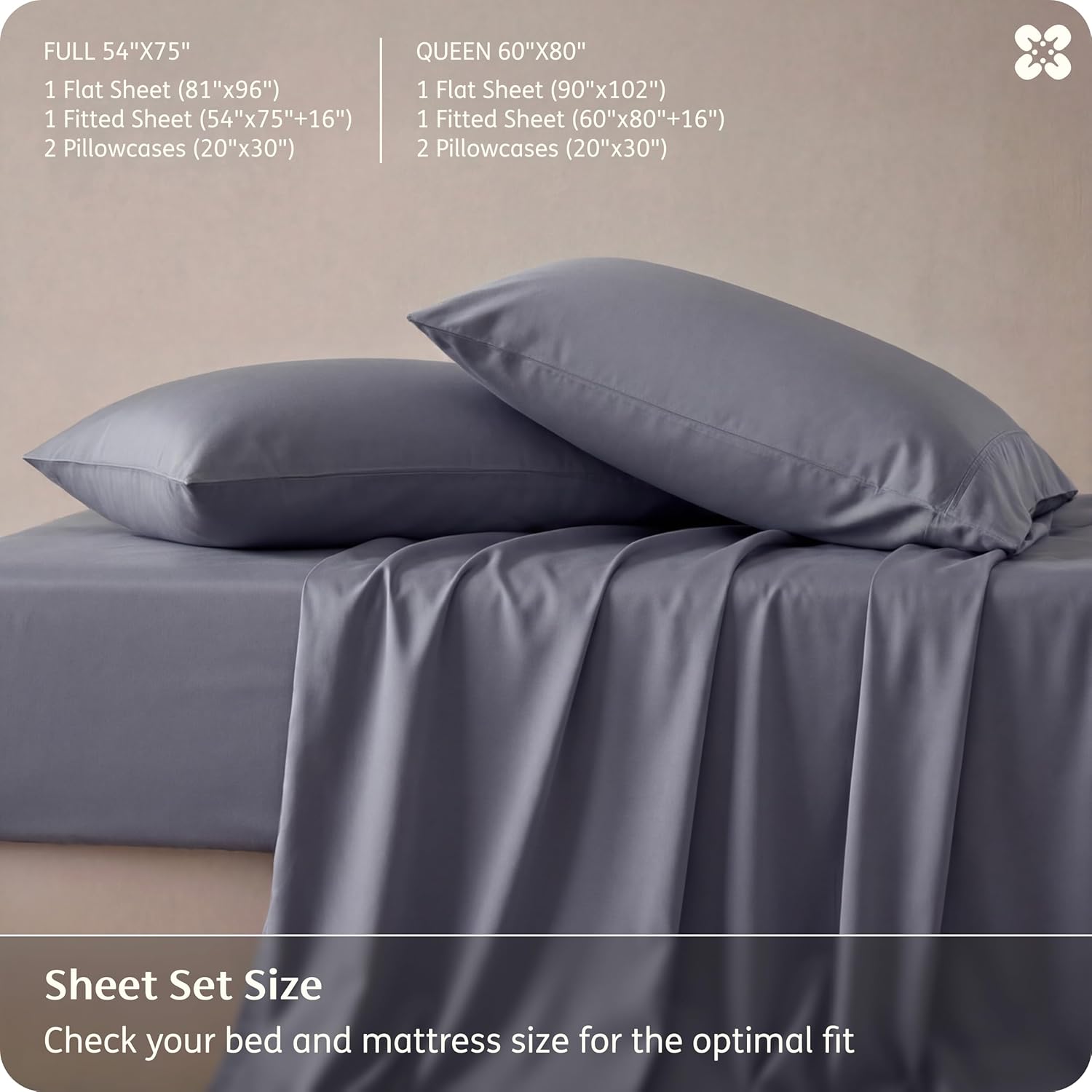 Bedsure Queen Cooling Sheet Set – Bamboo-Derived Rayon, Breathable & Silky Soft Bed Sheets, Deep Pocket 16″, Hotel Luxury Bedding for Hot Sleepers (Dark Grey) - Image 7