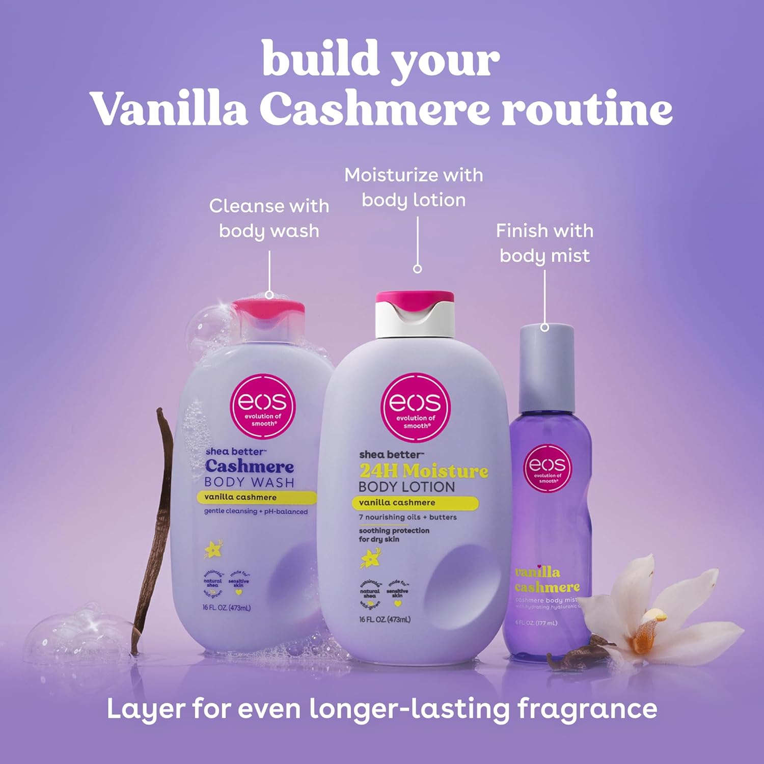 eos Body Wash, Vanilla, Moisturizing Creamy Gel Formula with Shea Butter, Glycerin, Vitamin E, pH Balanced, Sensitive Skin, Vegan, 16 fl oz - Image 7