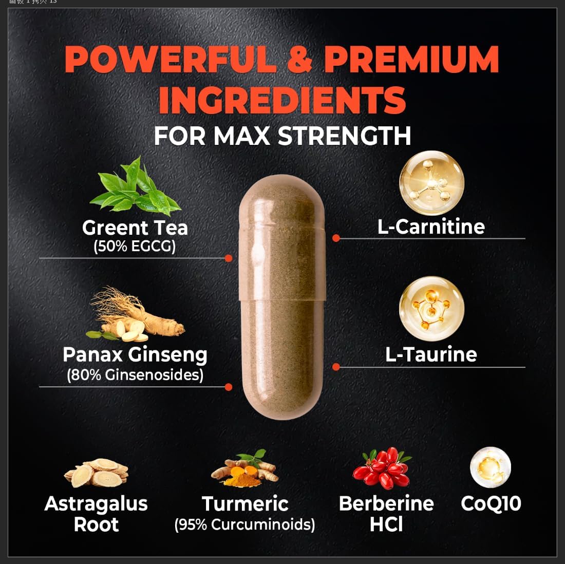 Daytime Fat Burner Supplement for Men & Women,Weight Loss Pills for Women, with Green Tea Extract, Co-Q10, Turmeric, Berberine,Bitter Melon for Metabolism Appetite Support 60 Capsules - Image 4