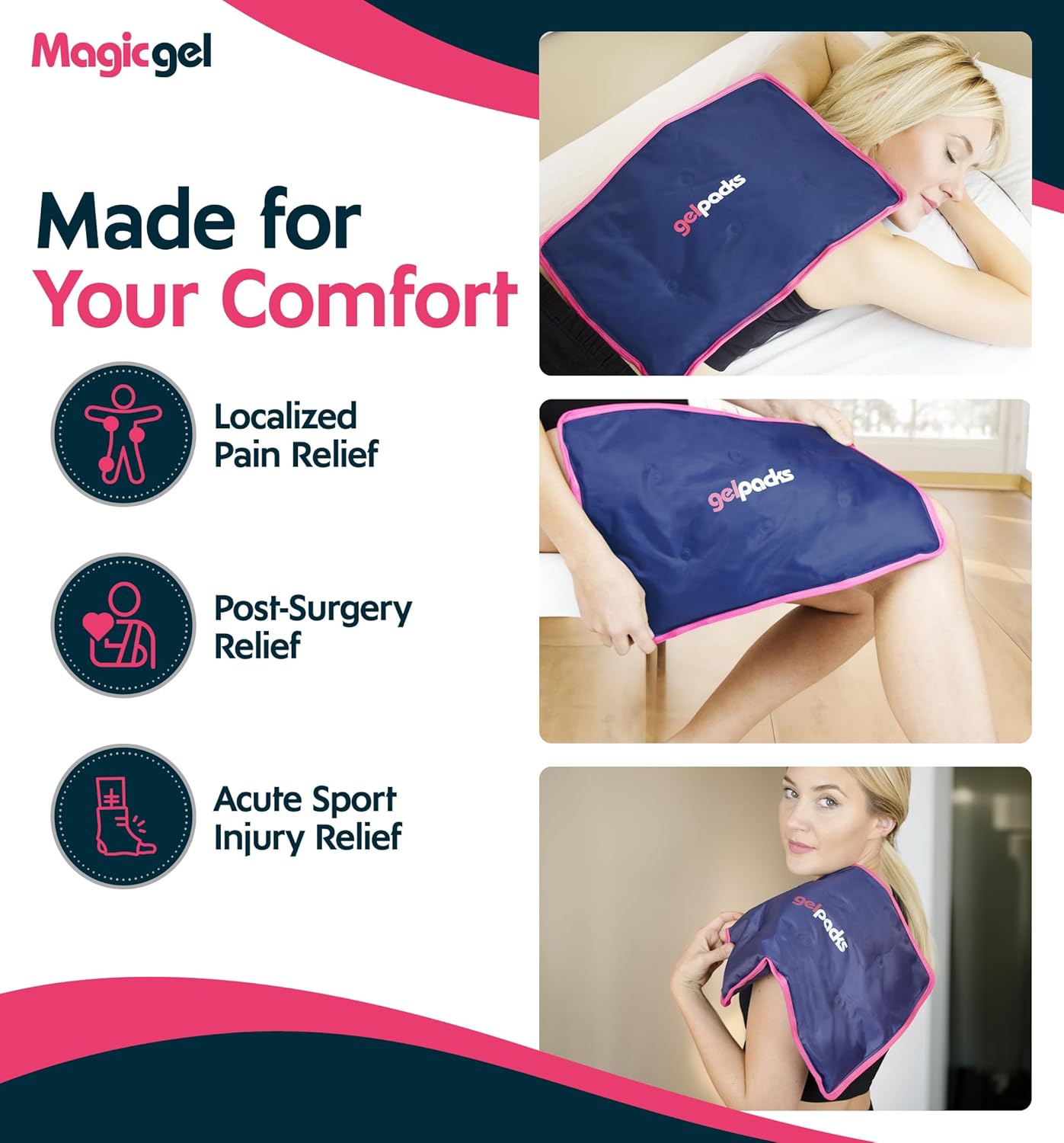 Extra Large & Reusable Ice Pack (15 x 23.5 inches, XL) for Maximum Back and Full Body Pain Relief from Injuries, Swelling, Bruises, Sprains | Ice Blanket for Sleeping & Physical Therapy | By Magic Gel - Image 5