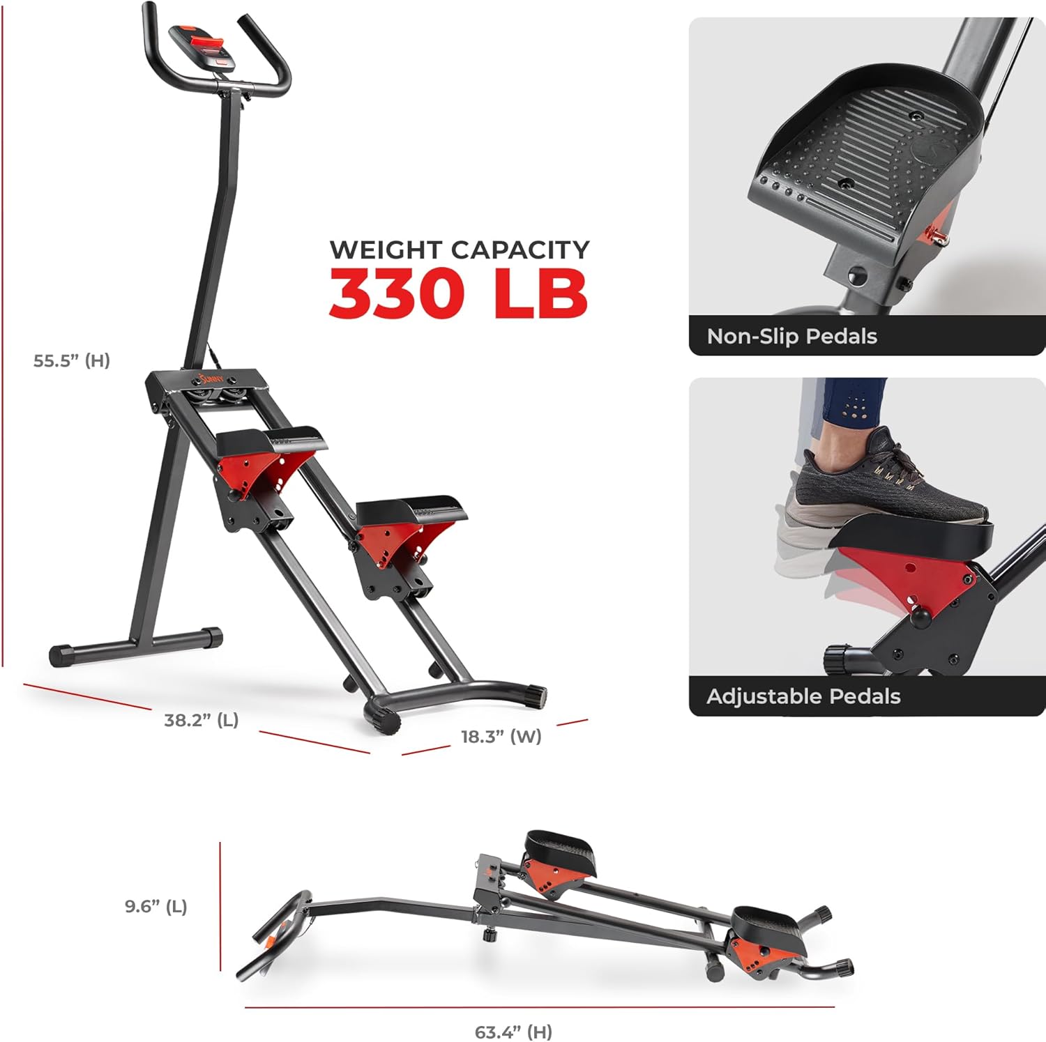 Sunny Health & Fitness Smart Foldable Cardio Stair Stepper, Vertical Climber Exercise Machine for Home Workout, Extended Step Range, 330 lbs. Max Weight, Connection w/Free SunnyFit App – SF-S024035 - Image 7