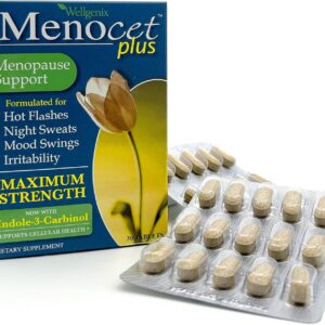 Wellgenix Menocet Plus Menopause Support - Natural Supplement for Women - Daily Relief Feminine Care - Helps with Hot Flashes, Night Sweats, Mood Swings & Irritability - 30 Tablets
