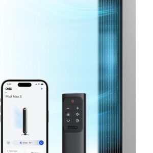 DREO Tower Fan for Bedroom, 42 Inch 120° Oscillating Fan, 20dB Quiet DC Motor, 28ft/s Velocity Bladeless Standing Fan with 12 Speeds, 4 Modes, 12H Timer Cooling Fans for Home, Living Room