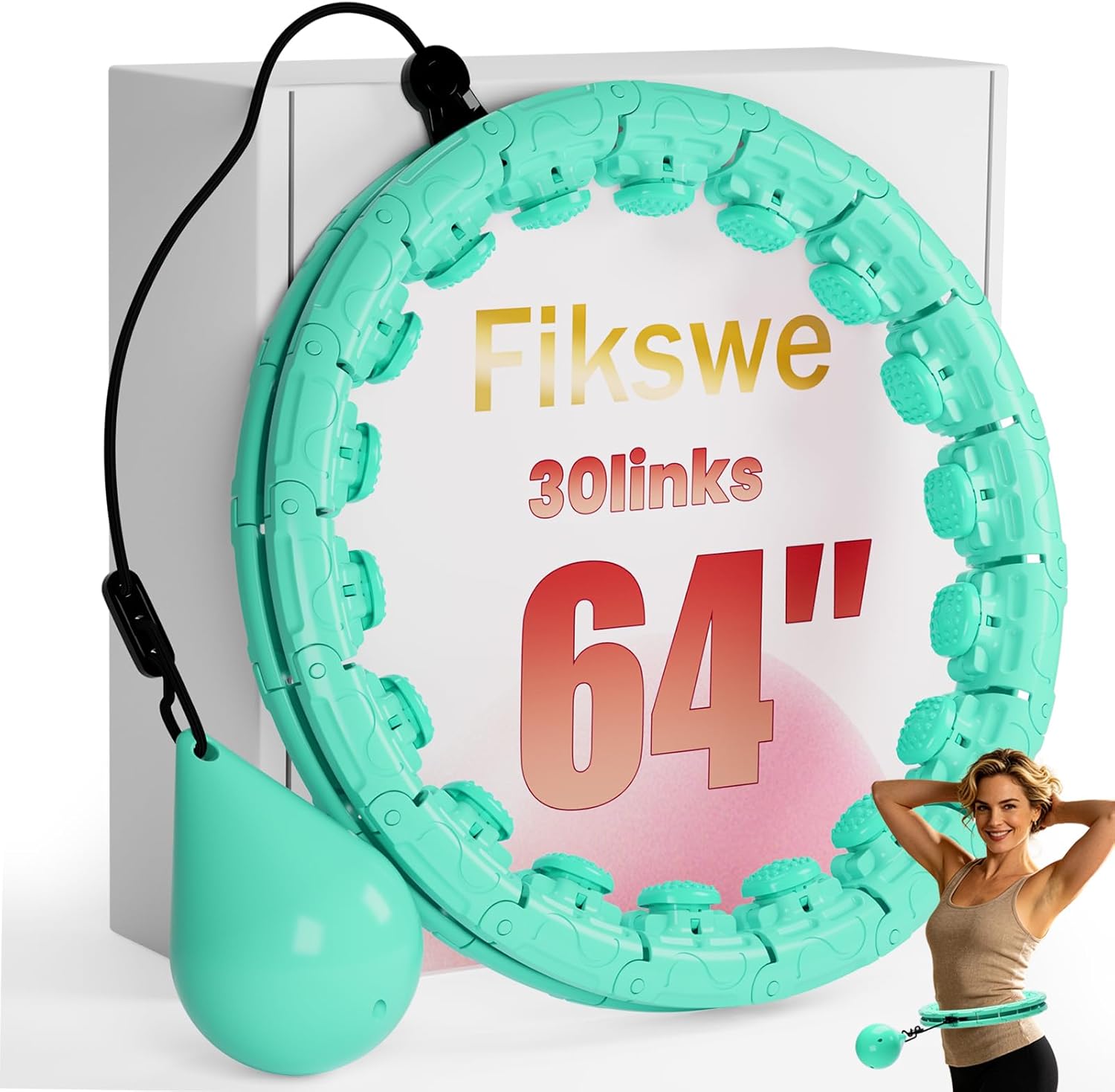 Weighted Hula Infinity Circle Hoops for Weight Loss, Infinity Fitness Hoop Plus Size for Women, Adjustable 30-Link Smart Exercise Circle for Home Workout Abs & Waist Training