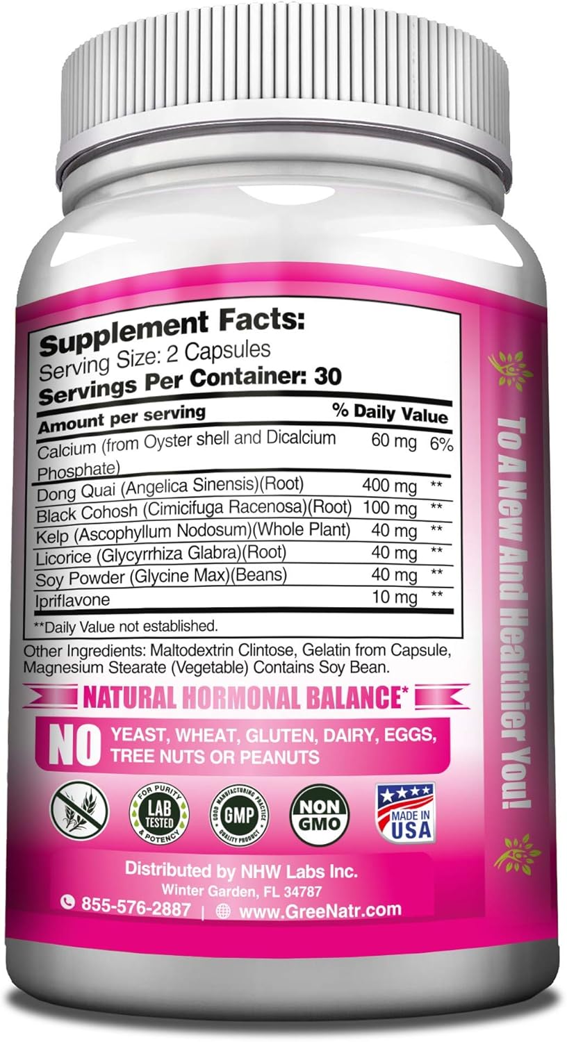 GreeNatr Menopause Supplements for Women - Perimenopause Supplements Women with Dong Quai & Black Cohosh for Menopause Hot Flashes - Menopause Support for Sleep Quality & Hormone Balance - 60 Caps - Image 6