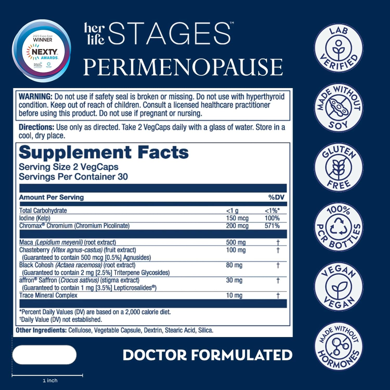 SOLARAY Perimenopause her Life Stages - Perimenopause Supplements Women - Hot Flashes, Menopause Support - Saffron and Chasteberry - Made Without Hormones - 60-Day Guarantee - 30 Servings, 60 VegCaps - Image 2
