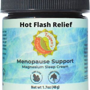 Taspen's Organics Menopause Support Magnesium Sleep Cream – Natural Cooling Relief for Hot Flashes & Night Sweats | Promotes Relaxation & Sleep | Flower Essence & Botanical Formula (1.7 oz)
