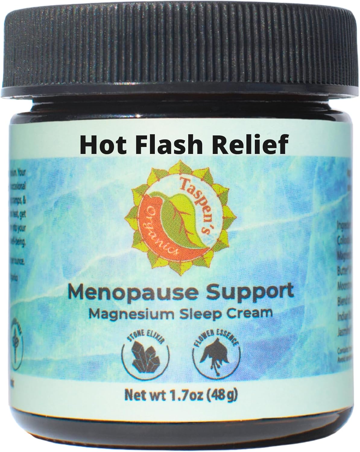 Taspen's Organics Menopause Support Magnesium Sleep Cream – Natural Cooling Relief for Hot Flashes & Night Sweats | Promotes Relaxation & Sleep | Flower Essence & Botanical Formula (1.7 oz)