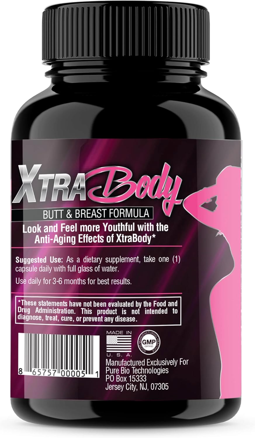 XtraBody Butt Enhancement and Breast Enlargement Supplement - Estrogen Enhancer - Increases Butt & Breast Size, Reduces Menstrual Symptoms & Provides an Extra Boost of Energy (1 Bottle=30 Capsules) - Image 2