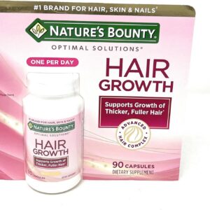 Nature's Bounty Hair Growth Supplement, 1 Per Day, Clinically Shown to Support Thicker, Fuller Hair, with Biotin, Silicon & Arginine, 90 Capsules
