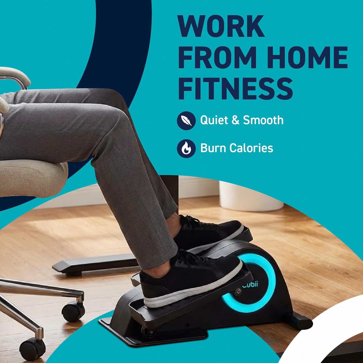 Cubii JR1, Under Desk Elliptical, Under Desk Bike Pedal Exerciser, Seated Elliptical, Work from Home Fitness, Mini Elliptical Machines for Home Use, Cubii Exerciser for Seniors, Desk Exercise - Image 7