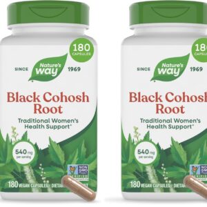 Nature's Way Black Cohosh Root, Traditional Support for Women's Health*, 540 mg per Serving, Non-GMO Project Verified, 180 Capsules (Packaging May Vary), (Pack of 2)
