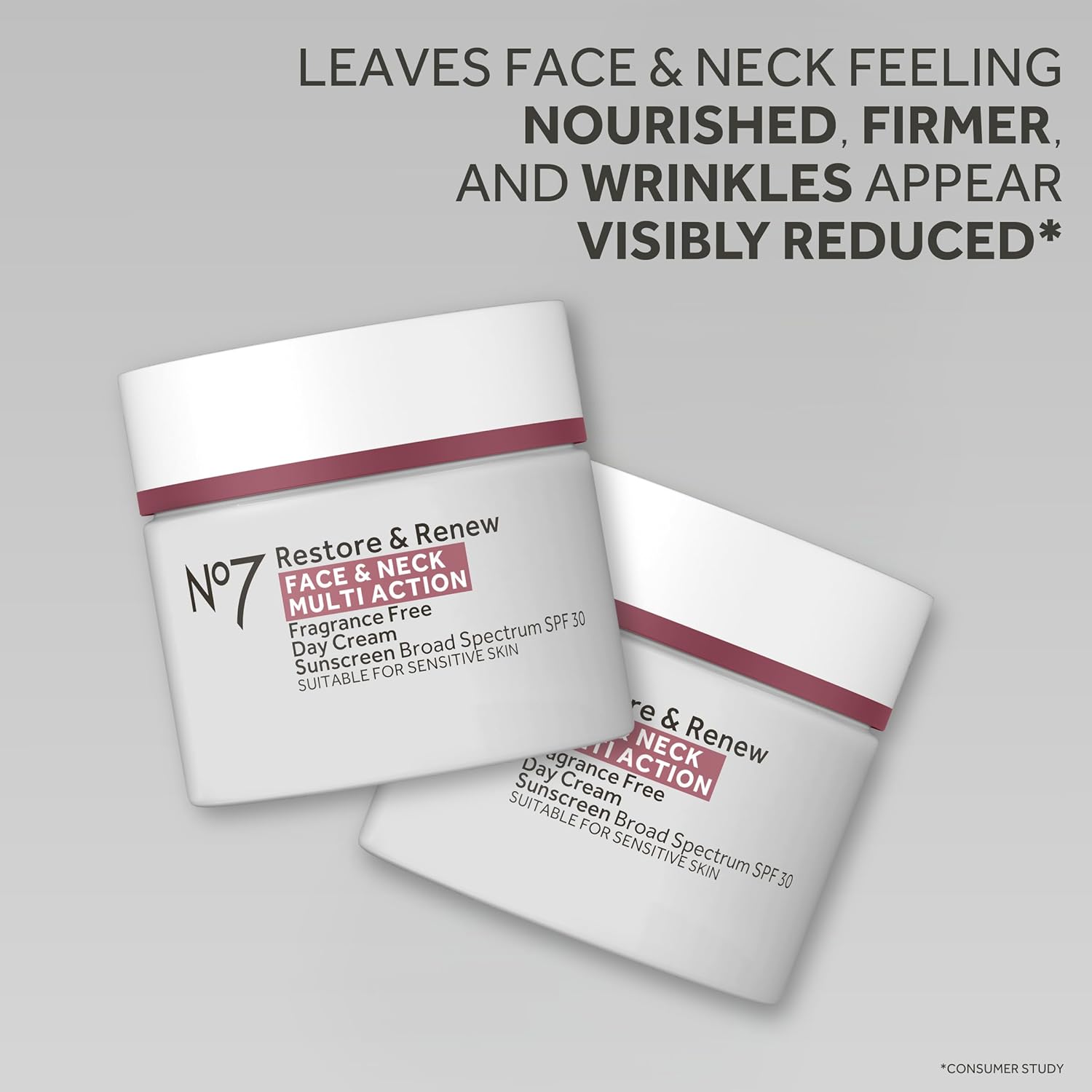 No7 Restore & Renew Multi Action Face & Neck SPF 30 Day Cream - Firming & Hydrating Face Moisturizer with Hyaluronic Acid to Help Reduce the Appearance of Wrinkles - Fragrance-Free (1.69 Fl Oz) - Image 2