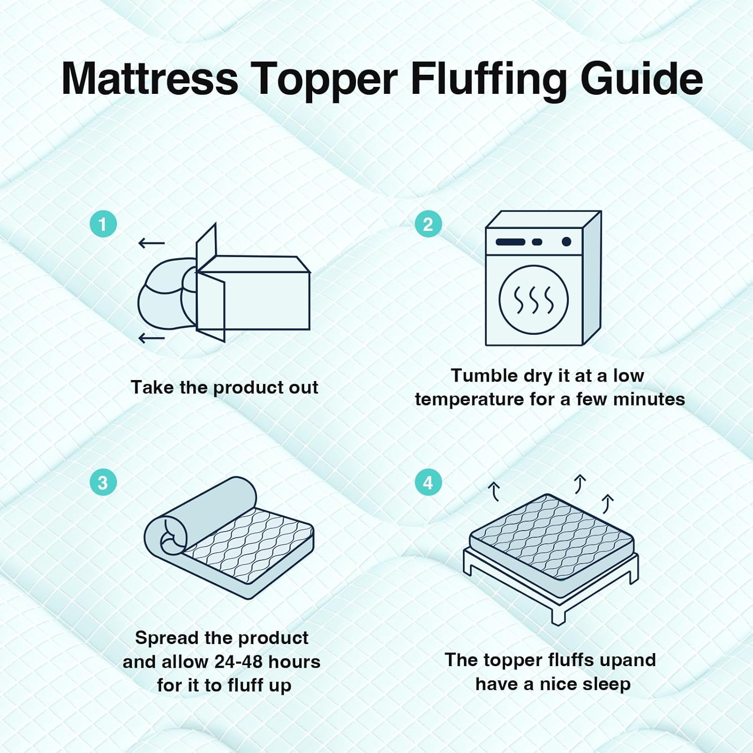 Novilla Cooling Mattress Topper Queen Size, Cooling Factors Infused Mattress Pad for Hot Sleepers, Breathable Mattress Cover with Deep Pocket, Soft Down Alternative Bed Topper for Back Pain Relief - Image 8