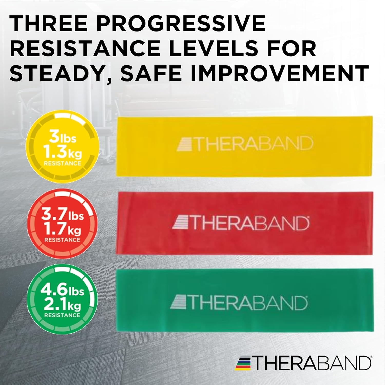 THERABAND Resistance Bands Set, Elastic Bands for Exercise & Physical Therapy, Strength Training for Upper & Lower Body Fitness - Image 2