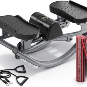 FineWay Upgraded Rock Stepper 2.0 for Exercise at Home, Rocking Stepper Side to Side, Low-Impact Knee-Friendly Exercise Machine with Resistance Bands, LCD Monitor & 330 LBS Capacity, Full Body Workout