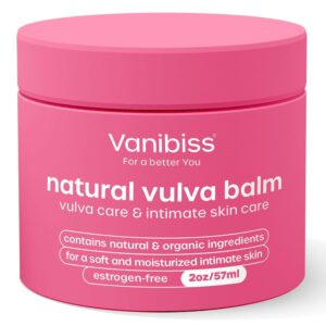 Vanibiss Natural Vulva Balm, Estrogen-Free Vaginal Moisturizer for External Use, Intimate Skin Cream for Dryness, Irritation and Itching, Daily Vulva Hydration and Menopause Comfort for Women (2 oz)