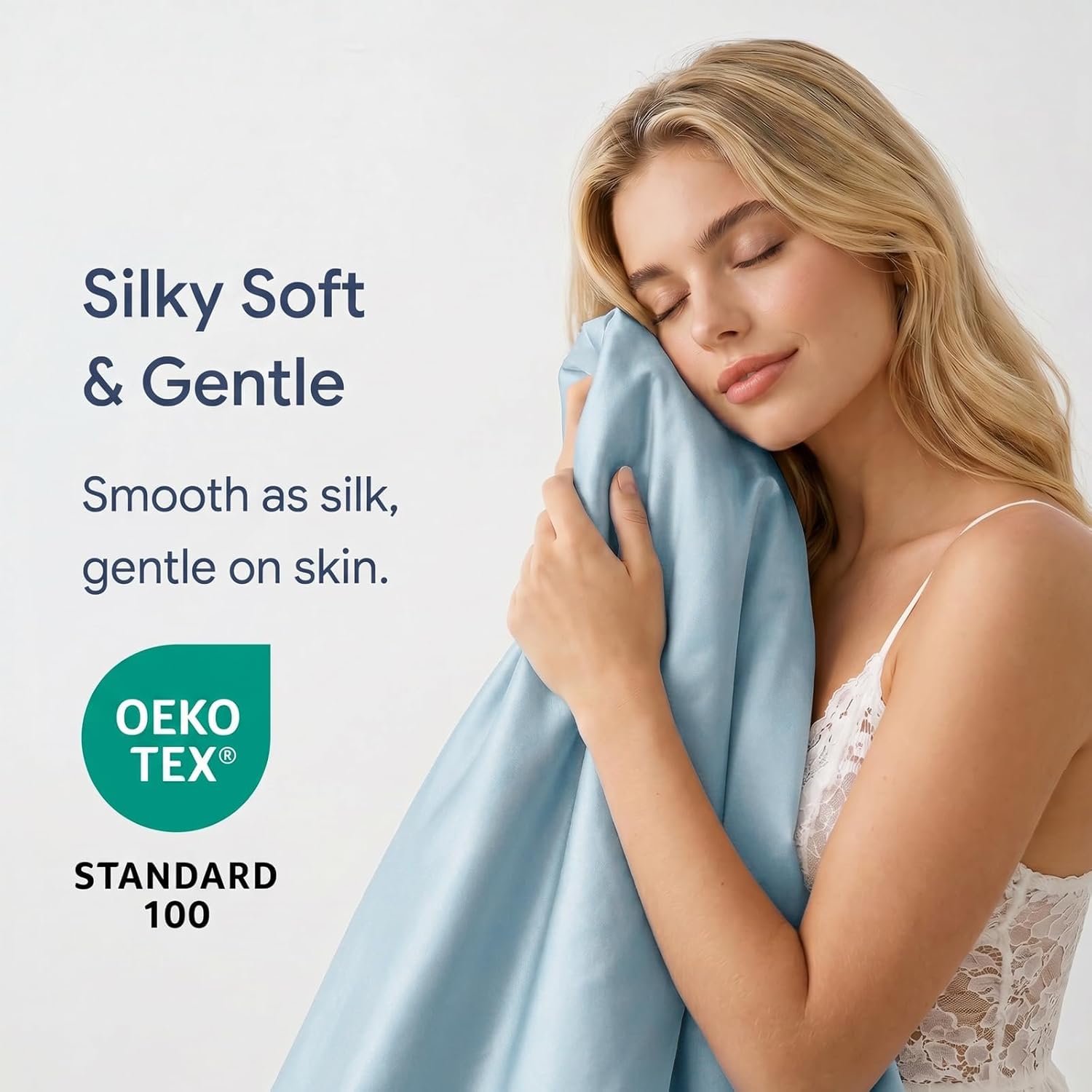 Cooling Comforter King Size 104"x90", Seersucker Reversible Lightweight Summer Comforter, Q-Max>0.4 Breathable Cooling Blanket for Hot Sleepers Night Sweats & Menopause, All Season Bedding, Blue - Image 3