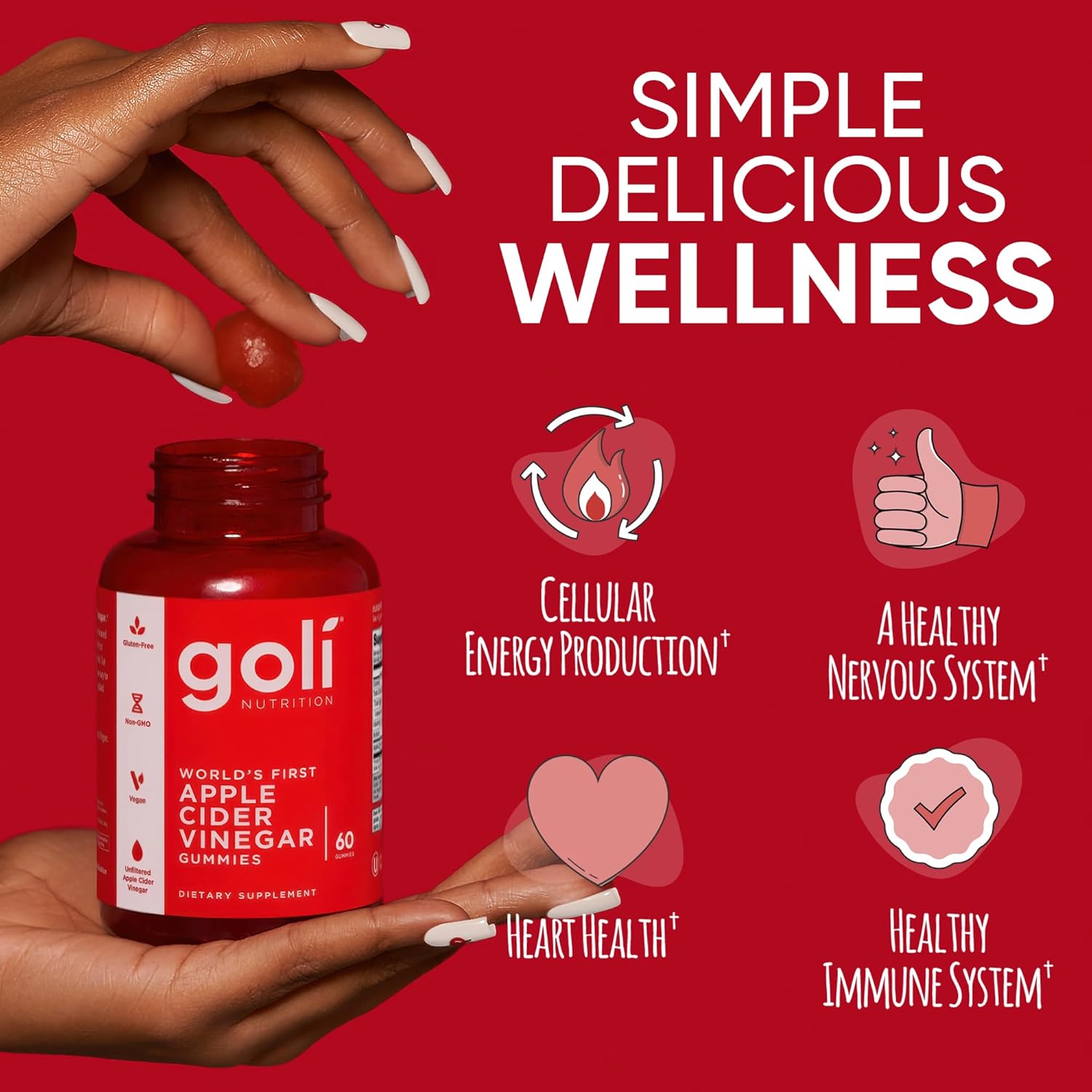 Goli Apple Cider Vinegar Gummies – ACV Gummies with Vitamin B12 for Digestion, Energy & Wellness (Vegan, Non-GMO) - Image 3