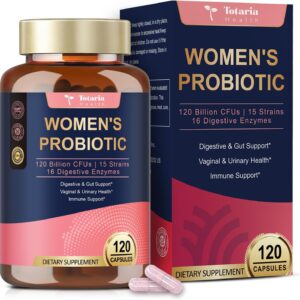 Totaria Probiotics for Women, 120 Billion Women Probiotic, with Akkermansia, Digestive Enzymes & Prebiotics, Cranberry, D-Mannose, for Gut, Vaginal, Urinary, Immune, PH Balance, 120 Vegan Capules
