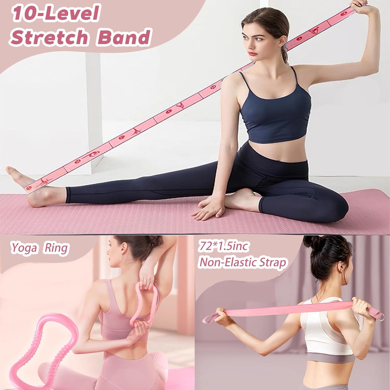 Pilates Essentials Kit for Women, Yoga Exercise Equipment Set for Home Workouts with Mini Ball, Resistance Bands, Sliding Disks & Accessories - Fitness Set for Yoga & Pilates Beginners(Pink) - Image 6
