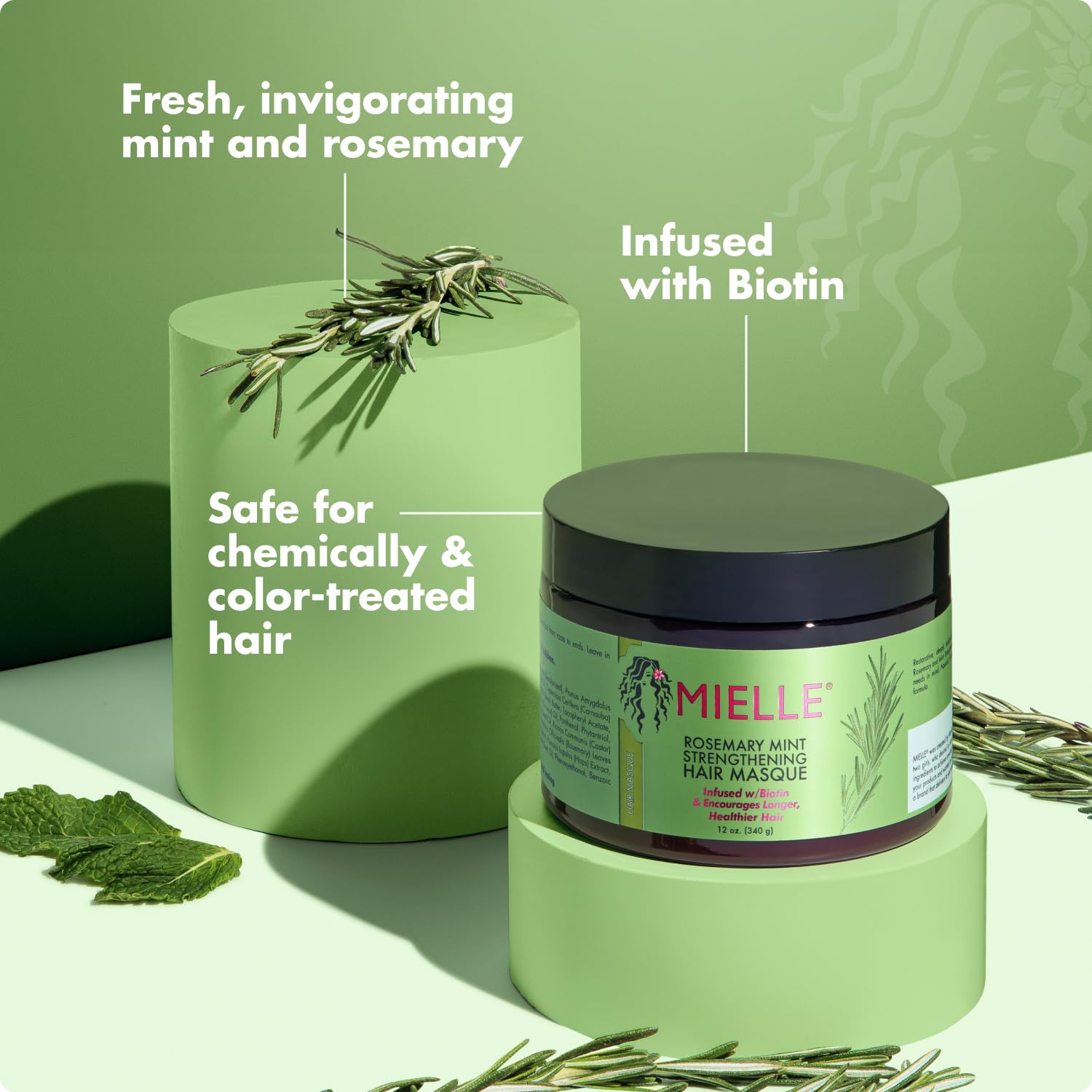 Mielle Organics Rosemary Mint Strengthening Hair Mask, Deep Conditioning Treatment Enriched with Biotin, Honey & Coconut Oil - Helps Encourage Longer, Healthier Strands, 12 Ounce - Image 5