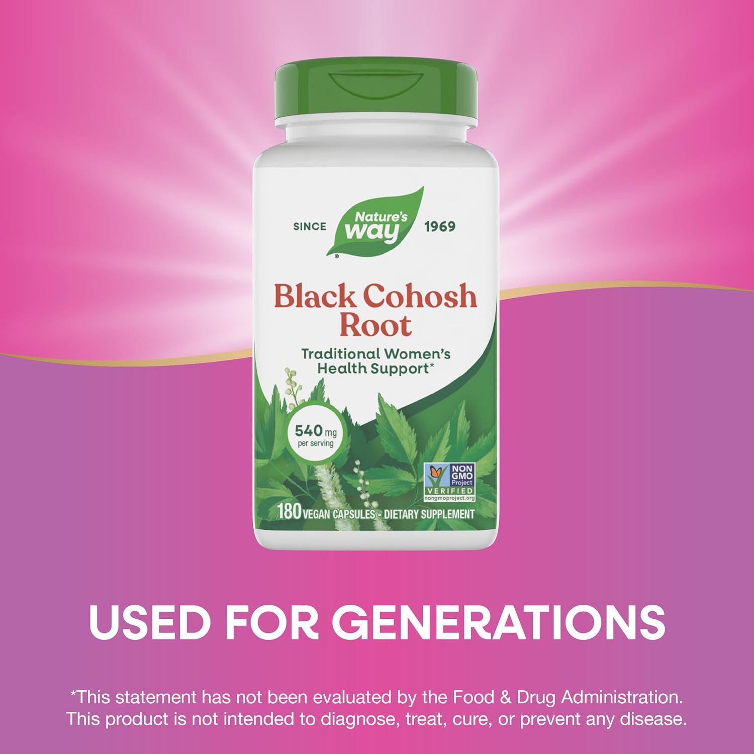 Nature's Way Black Cohosh Root, Traditional Support for Women's Health*, 540 mg per Serving, Non-GMO Project Verified, 180 Capsules (Packaging May Vary), (Pack of 2) - Image 4