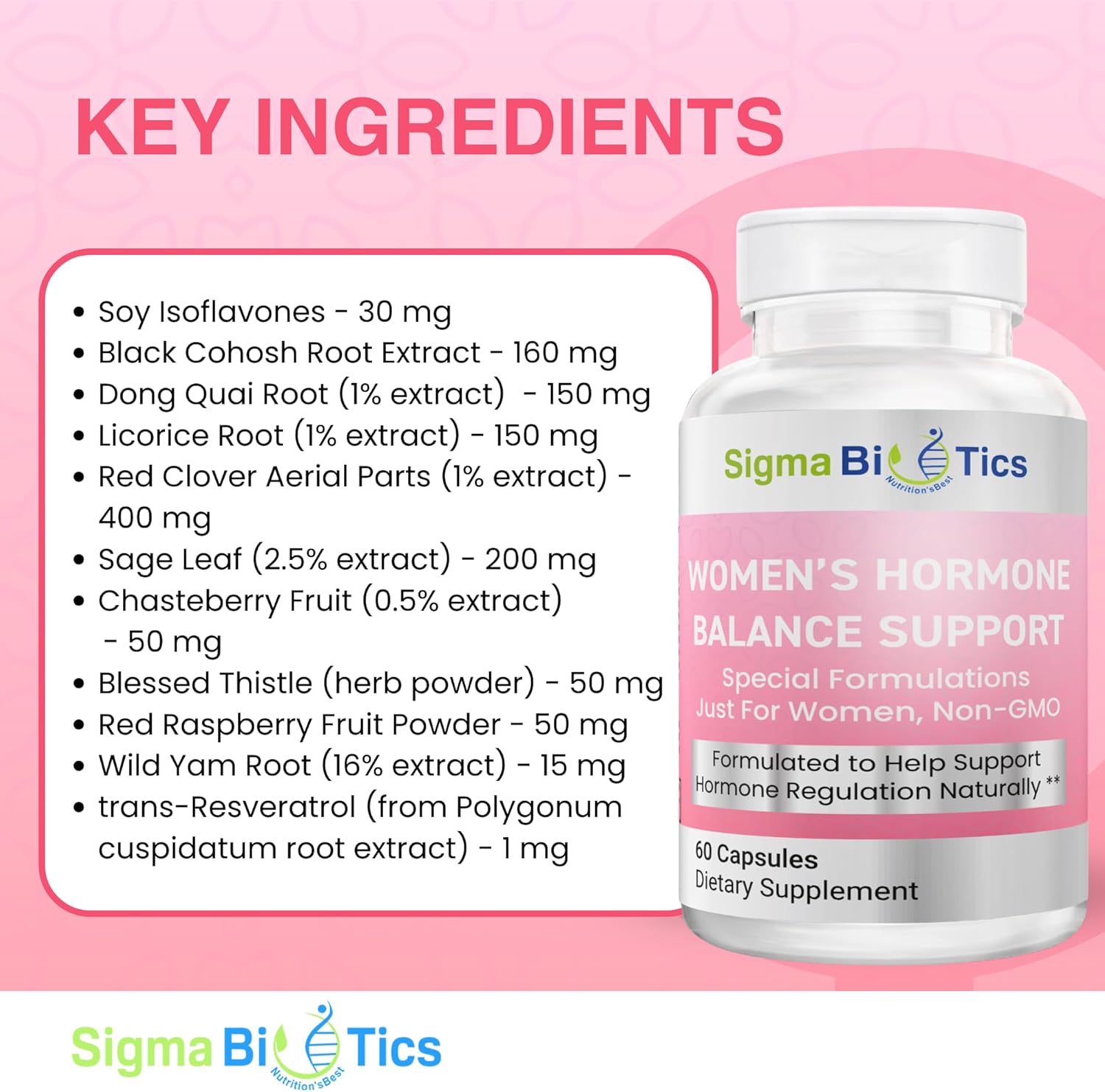 Women’s Hormone Balance Support - Herbal Supplement for Menopause, Hormonal & Reproductive Health - Non-GMO Supplements with Soy Isoflavones, Black Cohosh, Dong Quai - 60 Capsules - Image 4