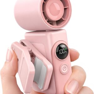 Clip-On Portable Fan – Rechargeable Mini Handheld Fan with 360° Rotating Clip, LED Display & 4 Speeds for Travel, Stroller & Summer Use