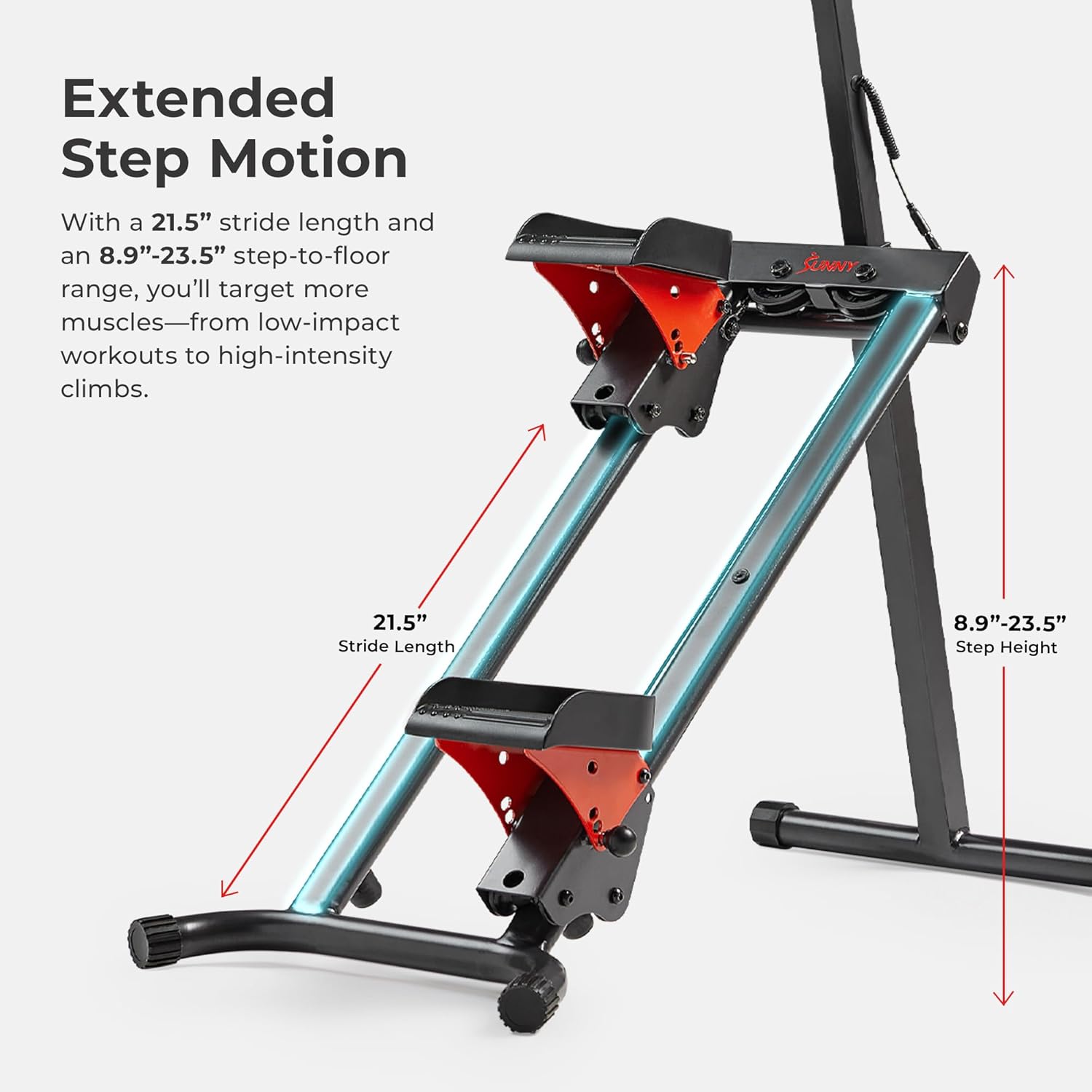 Sunny Health & Fitness Smart Foldable Cardio Stair Stepper, Vertical Climber Exercise Machine for Home Workout, Extended Step Range, 330 lbs. Max Weight, Connection w/Free SunnyFit App – SF-S024035 - Image 3