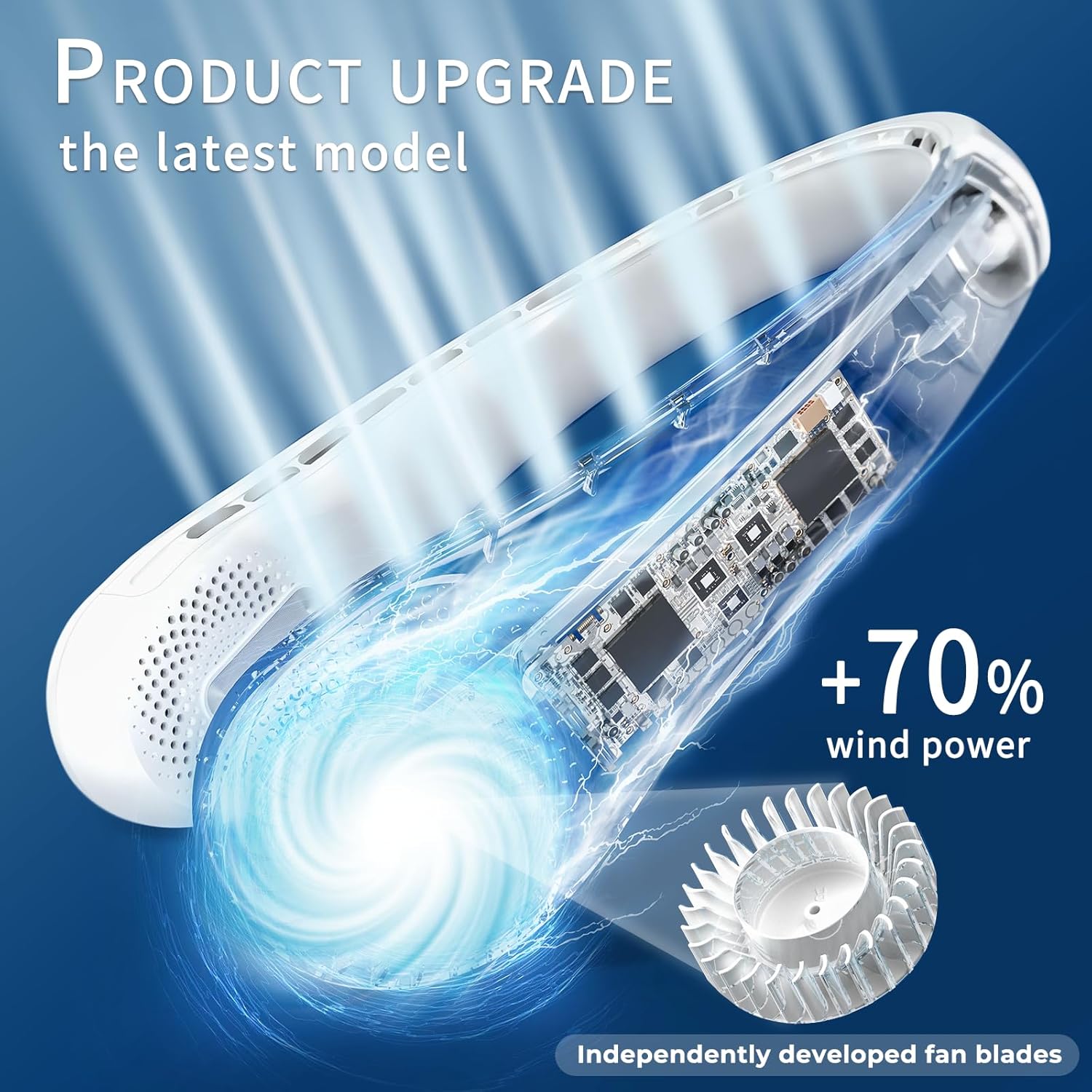 FrSara Portable Fan, Personal Neck Fan that Blows Cold Air, Upgraded 4000mAh,Long Endurance,Upgraded air volume,Easier to Use,360° Cooling,No Hair Twisting,Non-Slip Material,Rechargeable,3-Speed