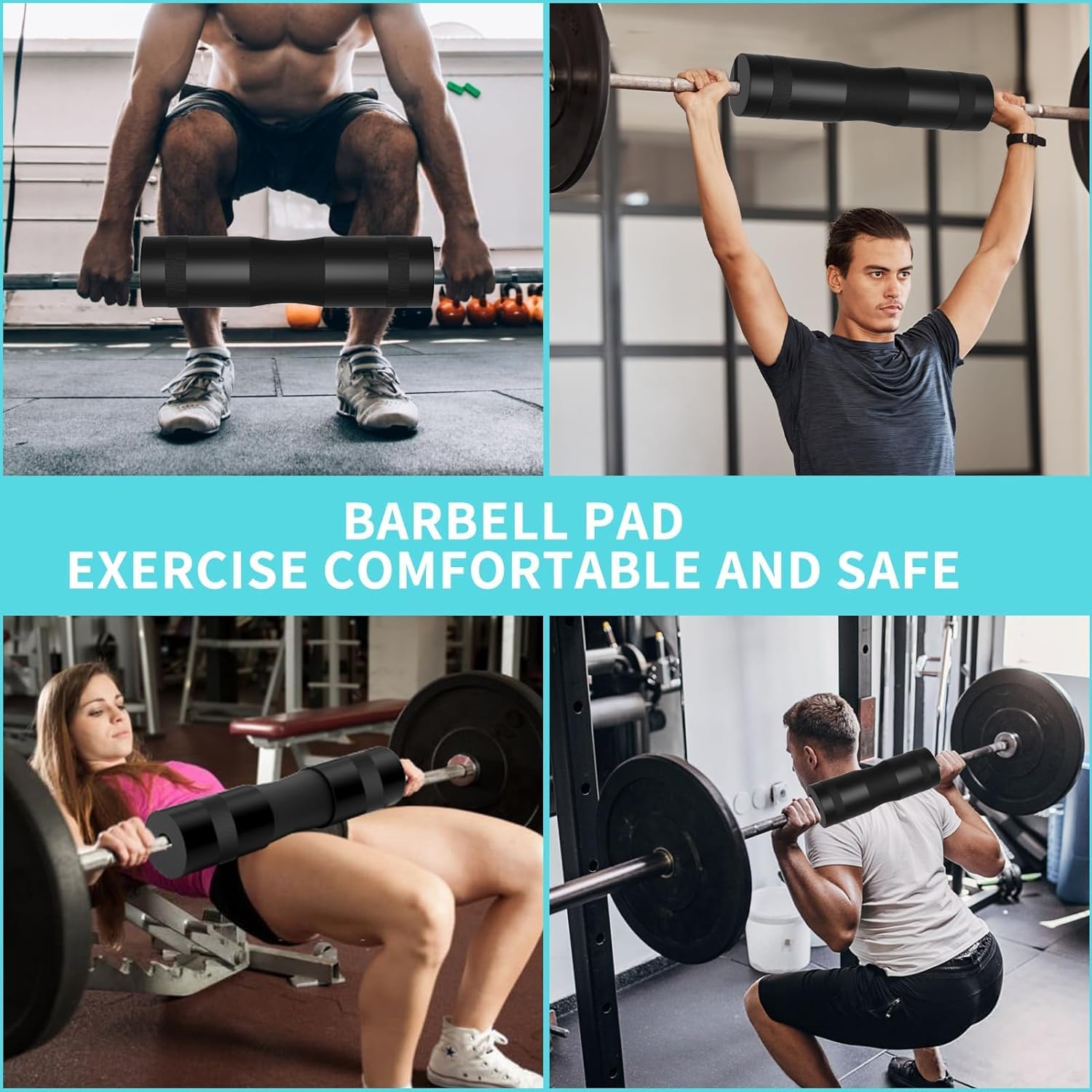 SINYWAY Barbell Pad Set for Squat,10 PCS Hip Thrusts Workout Foam Weight Lifting Bar Cushion with 2 Gym Ankle Straps,3 Hip Resistance Bands,2 Lifting Strap,Barbell Pad and Carry Bag - Image 2