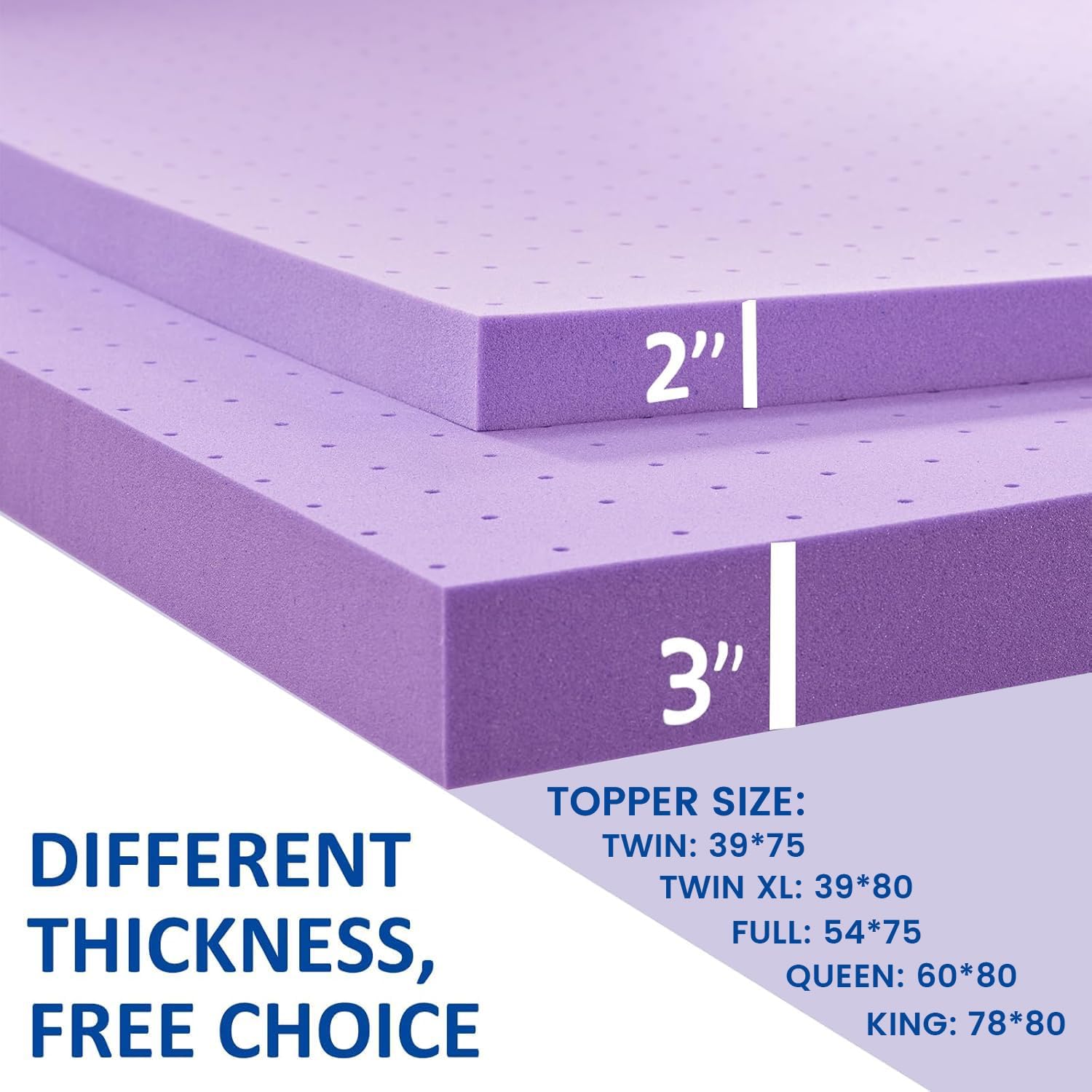 SINWEEK 2 Inch Gel Memory Foam Mattress Topper Ventilated Soft Pressure Relieve Mattress Pad, Breathable Bed Topper, CertiPUR-US Certified, Twin Size - Image 7