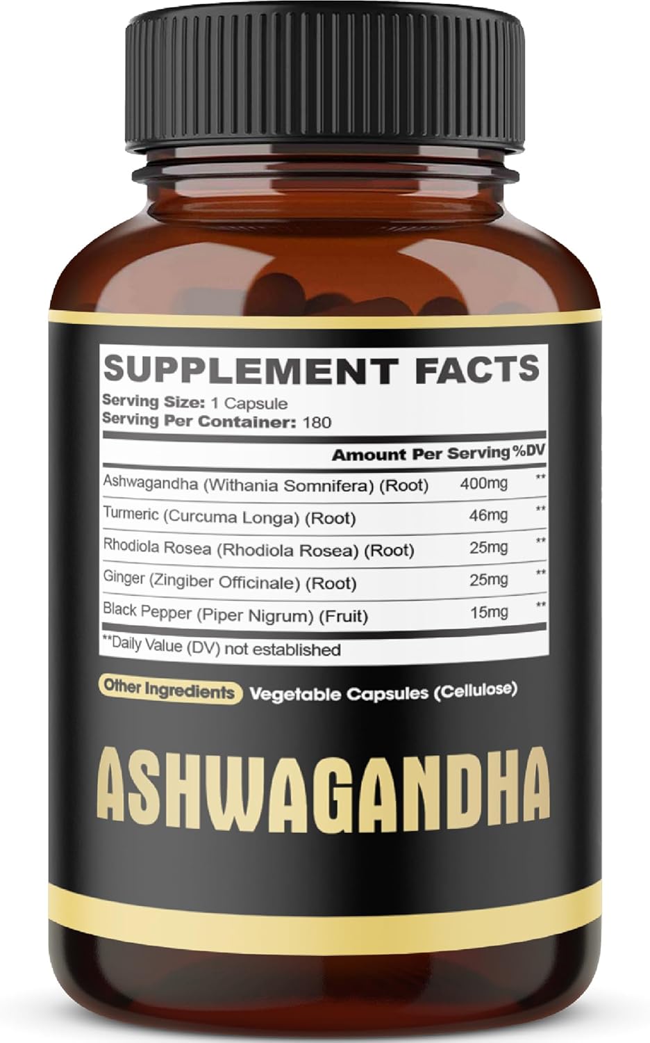 5in1 Premium Ashwagandha Capsules - Added Turmeric, Rhodiola Rosea, Ginger, Black Pepper - 180 Caps for 6 Months - Image 7