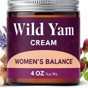 Wild Yam Cream for Hormone Balance | 3450mg Wild Yam for Herbal Menopause & PMS Support | Enriched with Vitex, Black Cohosh, Lavender & More | Estrogen & Progesterone Free Balancing Cream | 4 Oz.