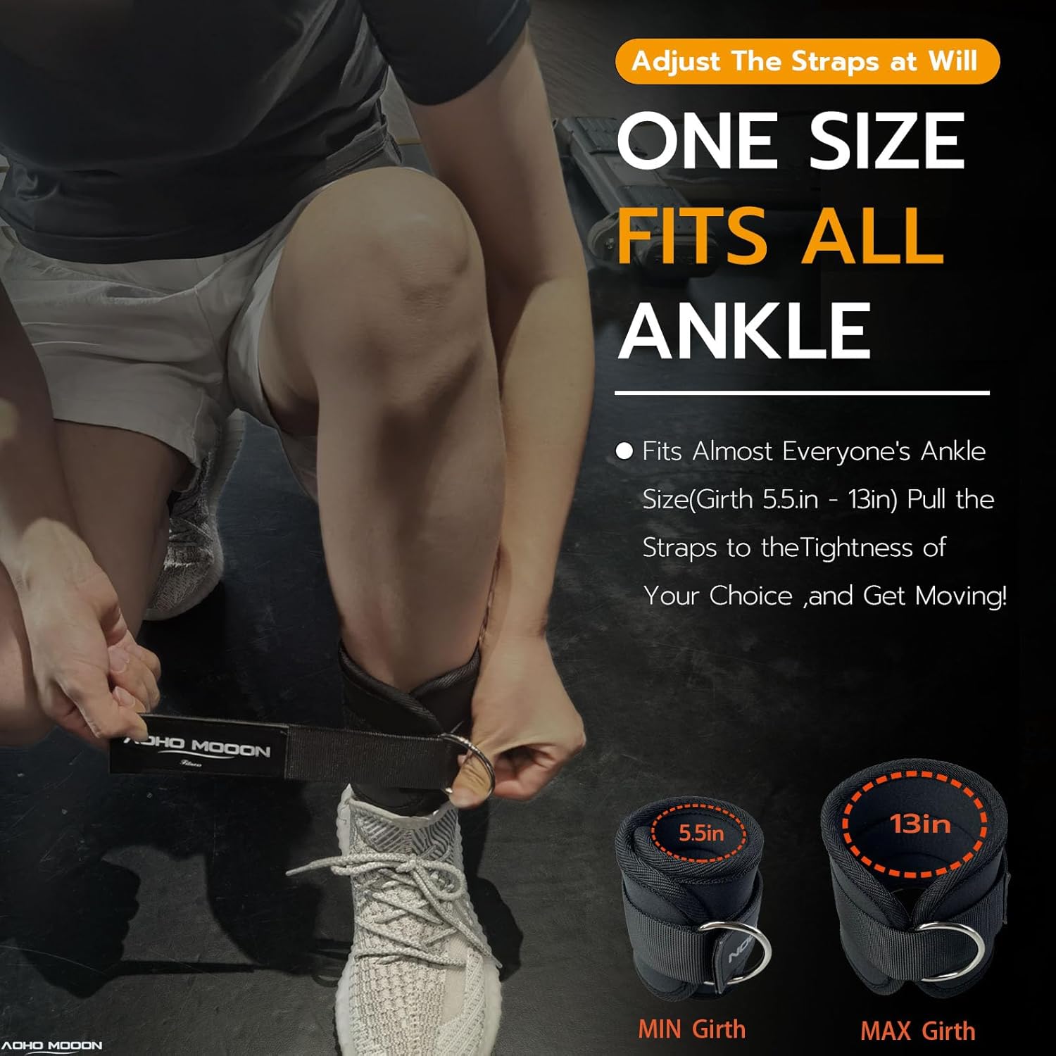 AOHO MOOON Velcro Comfortable Adjustable Padded Ankle Wrist Cuffs Neoprene Padded Straps D-Ring Glute Kickback for Cable Machine, Ideal for Glutes Exercises - Image 3